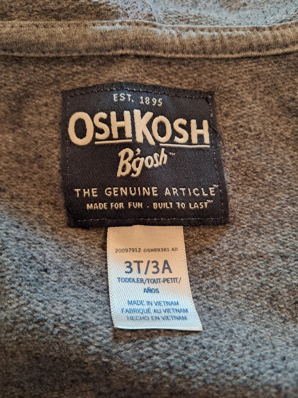 OshKosh B'gosh Light Gray Hooded Zip-Up Sweatshirt